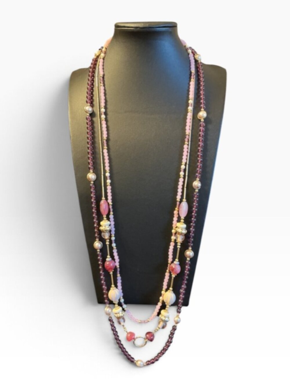 Unbranded Beaded Necklace Lot Glass Pink Beads Acrylic Necklaces 15–17.5”
